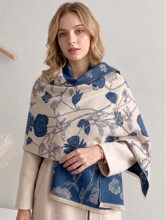 Floral Design Blanket Scarf Floral Design Blanket Scarf